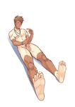  1boy dong_chen erection full_body male_focus nude penis solo tan tanline 