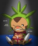  bdsm blush bondage bound chespin cum drooling gag gagged hi_res male nintendo penis pok&eacute;mon saliva sex_toy soupcanz vibrator video_games 