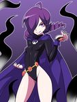  1girl bigdead93 breasts cape cosplay hair_over_one_eye leotard lips purple_eyes purple_hair raven_(dc) raven_(dc)_(cosplay) solo tagme teen_titans tentacle zone-tan 