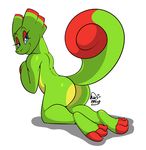  2015 3_toes ambiguous_gender anthro blue_eyes butt chameleon digital_media_(artwork) dipstick_tail half-closed_eyes hi_res kingbeast lizard looking_at_viewer looking_back multicolored_tail nude pose raised_tail reptile scalie simple_background solo toes white_background yooka yooka-laylee 