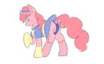  2017 absurd_res blue_eyes blush butt clothed clothing earth_pony embarrassed equine female feral friendship_is_magic hair hi_res horse legwear looking_at_viewer maid_uniform mammal my_little_pony open_mouth pink_hair pinkie_pie_(mlp) pony sevenchoi simple_background solo stockings uniform 