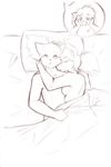  2017 alternate_species anthro bed bed_sheet bedding breasts canine chest_tuft crossgender eric_vaughan female fox kathrin_(twokinds) keidran male male/female mammal mike_(twokinds) monochrome nude pillow ponytail side_boob sleeping smile starfighter tears tuft twokinds upset 