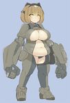  belly big_belly bracer_phoenix breasts brown_hair cleavage cleavage_cutout commentary_request fat large_breasts mecha_musume mechanical_arms naik pacific_rim pacific_rim:_uprising plump short_hair yellow_eyes 