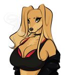  aged_down anthro big_breasts breasts brown_fur canine cherrikissu cigarette cleavage clothed clothing dog dogmom female fur huge_breasts jacket mammal simple_background smoking solo teenager white_background yellow_eyes young 