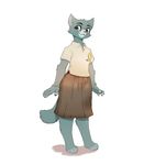  2017 anthro blue_eyes blue_fur breasts cartoon_network cat claws clothing digital_media_(artwork) feline female fur junyoi looking_at_viewer mammal nicole_watterson paws pin_button pose shirt simple_background skirt smile solo standing the_amazing_world_of_gumball whiskers white_background 