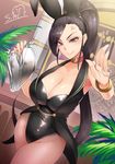  anger_vein animal_ears black_hair bracelet breasts bunny_ears bunnysuit choker cleavage dragon_quest dragon_quest_xi highres jewelry large_breasts long_hair looking_at_viewer martina_(dq11) ponytail purple_eyes sian solo 