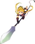  blonde_hair charging_(attack) holding holding_spear holding_weapon ishigakiyama_(oshiro_project) long_hair official_art oshiro_project oshiro_project_re polearm purple_eyes solo spear tachibana_yuu transparent_background very_long_hair weapon 