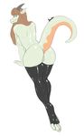  2016 anthro anus back_boob bourbon._(artist) breasts butt clothing dragon female horn leaning leaning_forward legwear looking_back pussy raised_tail rear_view scalie simple_background smile solo stockings white_background 
