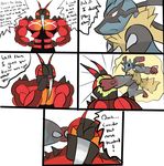  ambiguous_gender buzzwole english_text mega_evolution mega_lucario nintendo pok&eacute;mon red_eyes text unknown_artist video_games 