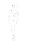  2017 armlet big_breasts boots breasts butt clothing ear_piercing elf female footwear hair high_heels humanoid hybrid long_ears long_hair monochrome not_furry nude orc piercing pointy_ears pregnant rear_view shoes siv_(urw) sketch solo thigh_boots tusks urw 
