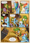  2017 blush cloth comic cutie_mark dialogue dragon earth_pony equine faceplant fan_character feathered_wings feathers female feral friendship_is_magic hair hi_res horse kissing male mammal multicolored_hair my_little_pony pegasus pencils_(artist) pony pushing rainbow_dash_(mlp) rainbow_hair speech_bubble spike_(mlp) sweat text wingding_eyes wings 