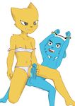  2017 5_fingers age_difference anthro arms_above_head balls blue_fur bound bra cartoon_network cat clothed clothed/nude clothed_female_nude_male clothing crossover denial digital_media_(artwork) domination duo erection feline female female_domination female_on_top fur gumball_watterson handcuffs handjob hi_res katia_managan khajiit male mammal navel nipple_slip nipples nude on_top oozutsu_cannon open_mouth panties panties_aside precum prequel pussy pussy_juice pussyjob sex shackles simple_background size_difference smile teasing the_amazing_world_of_gumball the_elder_scrolls underwear underwear_aside video_games whiskers white_background yellow_fur 