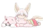  artist_request eyes_closed furry made_in_abyss nanachi_(made_in_abyss) short_hair sleeping white_hair 