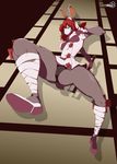  2017 action_pose anthro breasts clothing cosplay digital_media_(artwork) female fur holding_object kappadoggo lagomorph looking_at_viewer mammal nurse nurse_uniform rabbit skullgirls solo uniform upskirt valentine_(skullgirls) weapon 