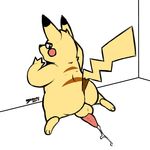  2017 anthro balls butt digital_media_(artwork) erection fur hi_res looking_at_viewer looking_back looking_from_behind male mammal nintendo nude open_mouth penis pikachu pok&eacute;mon presenting presenting_hindquarters raburigaron rodent simple_background slightly_chubby solo thick_thighs video_games 