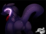  2015 anus black_background butt capcom claws clitoral_hood clitoris digital_media_(artwork) dragon female feral gore_magala hi_res kingbeast looking_back monster_hunter pink_eyes purple_sclera pussy scalie simple_background solo video_games 