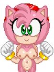  amy_rose animated big_breasts big_eyes black_nose bouncing_breasts bracelet breasts clothing cute eyelashes female fur gloves green_eyes headband hedgehog jewelry jumping looking_at_viewer low_res mammal mostly_nude navel nipples pink_fur pixel presenting presenting_breasts pussy smile solo sonic_(series) sonictopfan 
