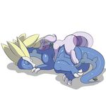  2015 anus aurorus butt claws digital_media_(artwork) duo eyes_closed female female/female feral goodra kingbeast nintendo pok&eacute;mon pussy simple_background size_difference sleeping smile toe_claws video_games white_background 
