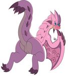  2015 absurd_res anus blue_eyes blue_sclera blush butt capcom digital_media_(artwork) dragon female feral flying_wyvern hi_res kingbeast licking licking_lips long_neck looking_at_viewer looking_back membranous_wings monster_hunter pink_rathian pink_scales presenting presenting_hindquarters pussy raised_tail rathian scales scalie semi-anthro simple_background solo tongue tongue_out video_games white_background winged_arms wings wyvern 