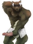  anthro balls big_penis canine corrector_yui debirobu erection eyewear foreskin fur humanoid_penis kemono male mammal muscular penis solo towel uncut vein veiny_penis war_wolf wolf 