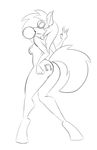  2017 anthro anthrofied bottomless breasts bubble_gum butt clothed clothing equine eyewear female friendship_is_magic glasses horn jrvanesbroek mammal my_little_pony nipple_tape pasties public side_boob slim sunglasses tape unicorn vinyl_scratch_(mlp) 