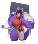  approaching avian balls beak biceps big_balls big_muscles big_penis bird bulge clothing falcon falcon_mccooper falcon_mccooper_(character) feathers grin invalid_tag looking_at_viewer musclegut muscular necktie pecs penis precum shirt simple_background smile undressing vein wet_clothing 