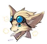  animal_ears bird blue_eyes chick chicken fangs furry goggles goggles_on_head male_focus nanashiba paladins pip_(paladins) portrait simple_background solo white_background 