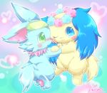  2girls artist_request blue_eyes dog furry green_eyes jewelpet multiple_girls sapphie_(jewelpet) 