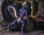  2017 absurd_res anthro bed butt clothing danero digital_media_(artwork) dragon erection hi_res lem_(latiodile) looking_at_viewer male penis scalie smaller_version_at_source solo underwear 