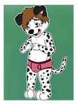  anthro baltnwolf_(artist) black_fur blue_eyes briefs bulge canine clothing cub dog fur male mammal open_mouth simple_background solo standing underwear white_fur young 