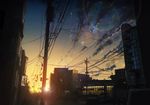  city commentary_request convenience_store evening lens_flare no_humans original outdoors power_lines scenery shop sunset 