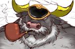  ahab beard bovine bust_(disambiguation) covered_eye facial_hair hat horn mammal old pipe smoking tenjo_k tokyo_afterschool_summoners 