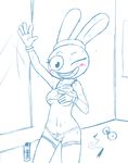  athletic blush breasts clothing covering covering_breasts exercise female five_nights_at_freddies five_nights_at_freddy&#039;s five_nights_at_freddy&#039;s_2 gym knullox lagomorph larrybay2 legwear mammal nude one_eye_closed panties pussy rabbit smile stockings sweat sweatband toy_bonnie_(fnaf) under_boob underwear video_games water_bottle weights wink workout 