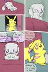  bed comic dialogue fan_character female groceries lagomorph lantha mammal milachu milachu92 nintendo pikachu pok&eacute;mon rabbit rodent sleeping video_games 