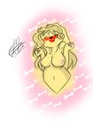  anthro blush breasts canine cookie cookie(theflerffyburr) cute digital_media_(artwork) dog eyes_closed female food fur hair happy mammal nipples nude open_mouth simple_background smile solo theflerffyburr white_background 
