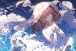  bare_shoulders bison_cangshu bridal_veil brown_hair bubble character_request closed_eyes collarbone dress hands_clasped highres jellyfish medium_hair noah_fantasy own_hands_together solo veil wedding_dress white_dress 