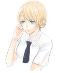  alternate_costume blonde_hair blue_eyes cropped_torso darjeeling girls_und_panzer hand_on_own_cheek mochi_(non165) necktie short_hair sketch solo white_background 