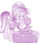  2017 clothed clothing daring_do_(mlp) dstears equine feathered_wings feathers female feral friendship_is_magic hair hat mammal monochrome my_little_pony pegasus pith_helmet sculpture simple_background solo statue white_background wings 