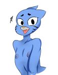  anthro blue_nipples cartoon_network digital_media_(artwork) feline flat_chested half-length_portrait inuyuru looking_at_viewer mammal nicole_watterson nipples portrait simple_background the_amazing_world_of_gumball tongue tongue_out white_background 