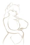  anthro big_breasts breasts canine duo featureless_crotch female female/female fox fur hair mammal micro naturally_censored nude size_difference sketch smile starfighter wide_hips 