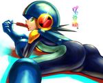  animal_humanoid bodysuit bulge butt capcom clothing human humanoid male mammal mega_man_(character) mega_man_(series) megaman.exe net_navi sheeque skinsuit solo spandex text tight_clothing video_games 