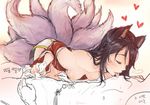  ahri black_hair breasts fox_ears fox_girl fox_tail girl_on_top handjob heart jorin league_of_legends licking medium_breasts nipple_licking nipples penis saliva sex sweat 