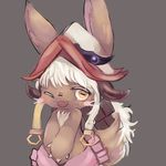  artst_request brown_eyes furry made_in_abyss nanachi_(made_in_abyss) one_eye_closed rabbit white_hair 