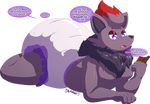  alpha_channel ambiguous_gender anthro candy canine chocolate diaper english_text food fox mammal nintendo pok&eacute;mon simple_background solo text transparent_background video_games weewizzylizzy zorua 