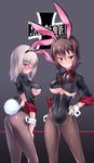  animal_ears bunny_ears bunny_girl girls_und_panzer itsumi_erika kuzuryuu_kennosuke nishizumi_maho pantyhose underboob 