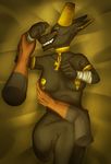  anubis bed breasts canine deity doberman dog eqyptian female floating_hands granatrix grasping jackal jewelry mammal nipple_piercing nipples nude piercing tickling 