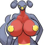  anthro anthrofied big_breasts breasts female garchomp hand_on_hip huge_breasts nintendo pcred566 pok&eacute;mon simple_background solo standing video_games white_background wide_hips 