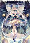  absurdly_long_hair bai_qi-qsr closed_eyes crossed_arms detached_sleeves dress full_body hatsune_miku highres hourglass long_hair smile snowflakes solo star twintails very_long_hair vocaloid yuki_miku 