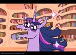  2017 ambiguous_gender animated book buryooooo equine feral friendship_is_magic hair horn inside library mammal multicolored_hair my_little_pony purple_eyes solo twilight_sparkle_(mlp) unicorn 