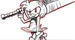  2016 akunim amy_rose anthro big_eyes black_and_white_and_red clothing dress female hedgehog hi_res mammal melee_weapon red_eyes smile solo sonic_(series) sword toony weapon 